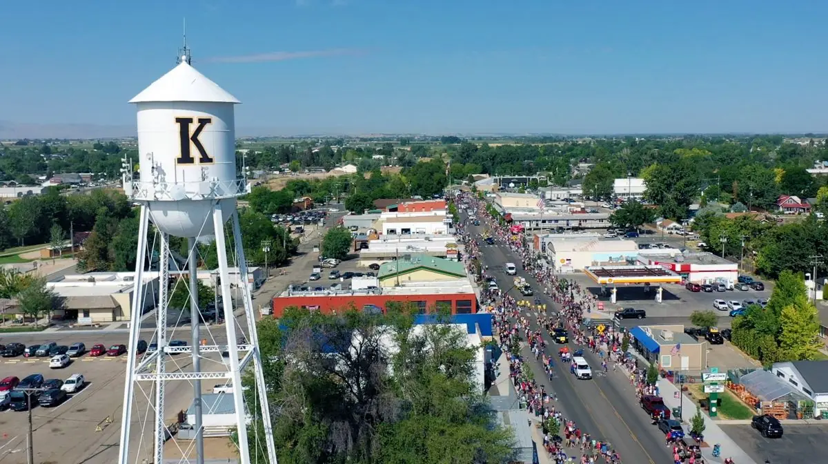 Kuna water tower above Main Street