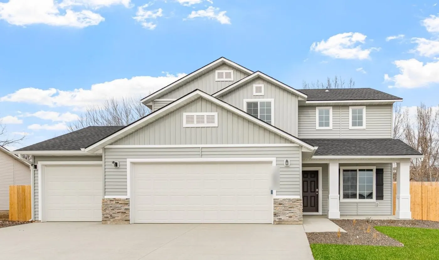 New two-story starter home with a covered front porch