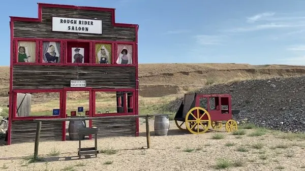 Old West saloon facade at Black's Creek range